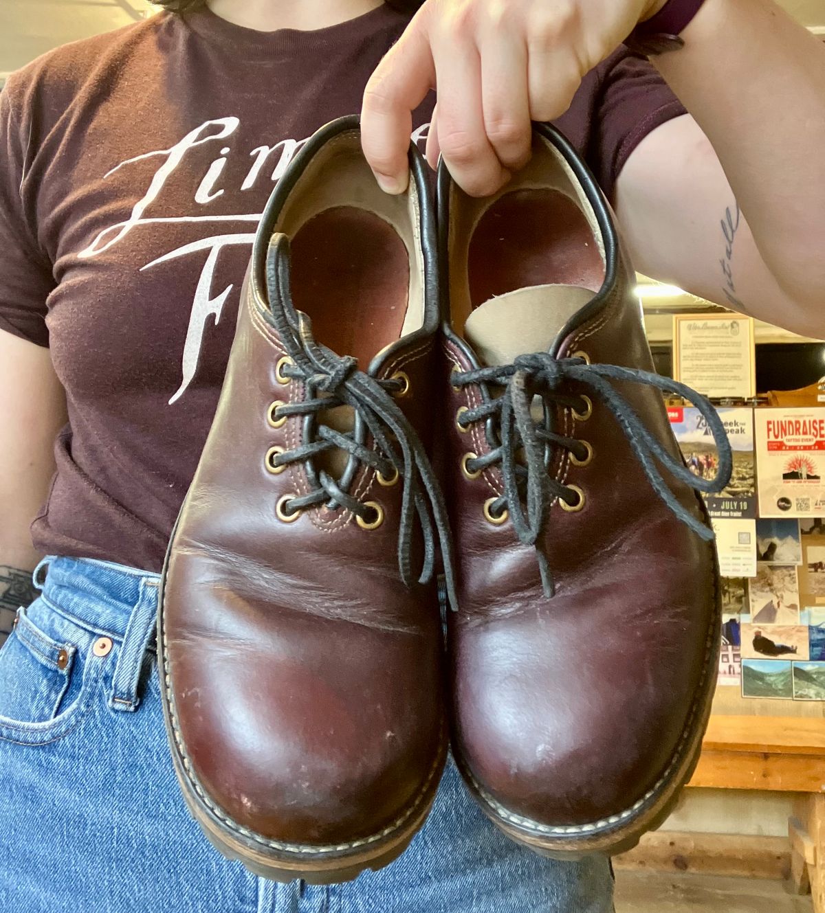 Photo by limmer_zeta on April 4, 2025 of the Peter Limmer & Sons Whole Cut Center Tie in Seidel Oxblood Double Shot.