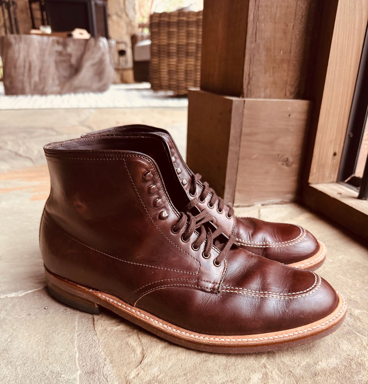 Photo by BlueMtn on December 5, 2025 of the Alden Indy Boot in Horween Brown Chromexcel.