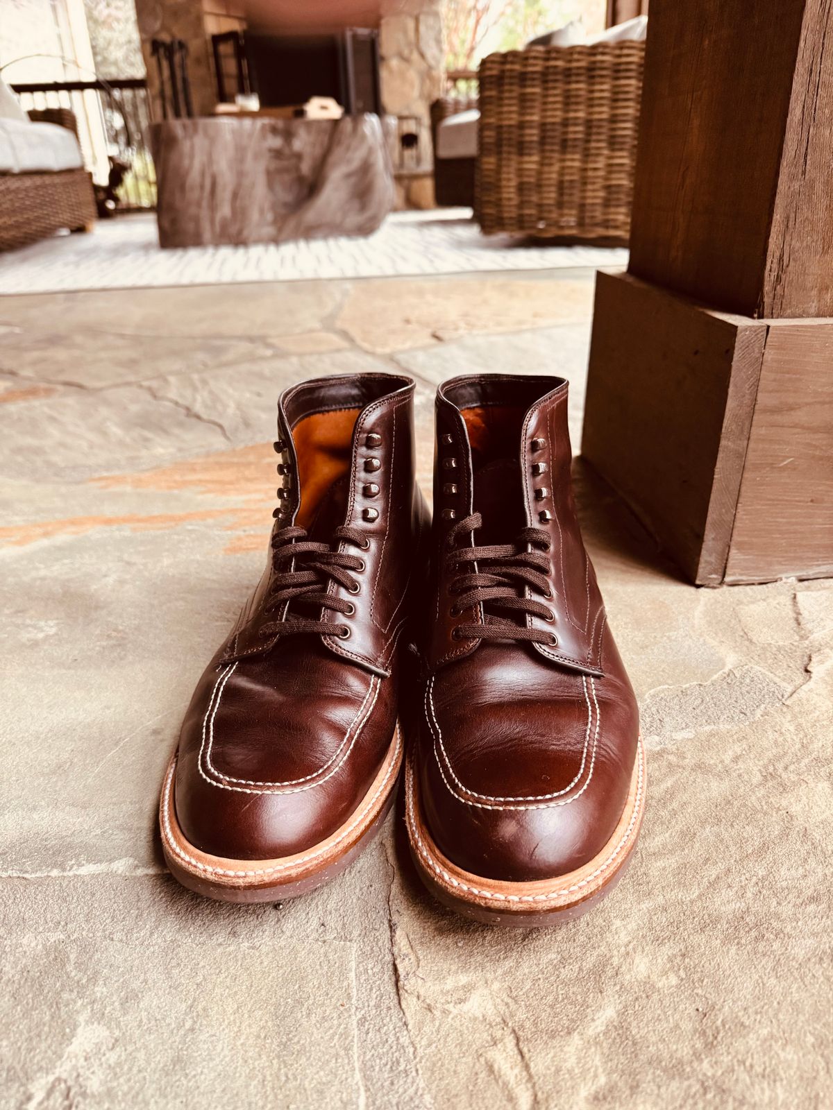 Photo by BlueMtn on December 5, 2025 of the Alden Indy Boot in Horween Brown Chromexcel.