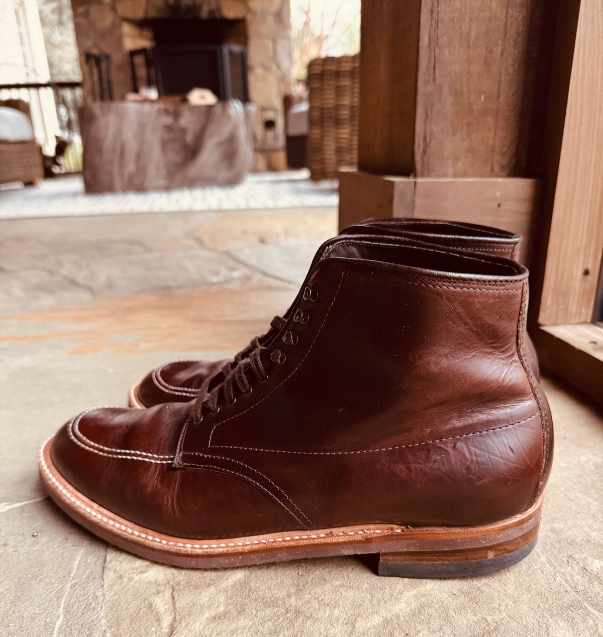 Photo by BlueMtn on December 5, 2025 of the Alden Indy Boot in Horween Brown Chromexcel.