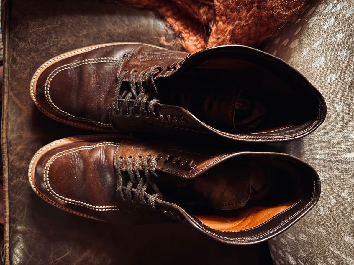 Photo by BlueMtn on January 6, 2026 of the Alden Indy Boot in Horween Brown Chromexcel.