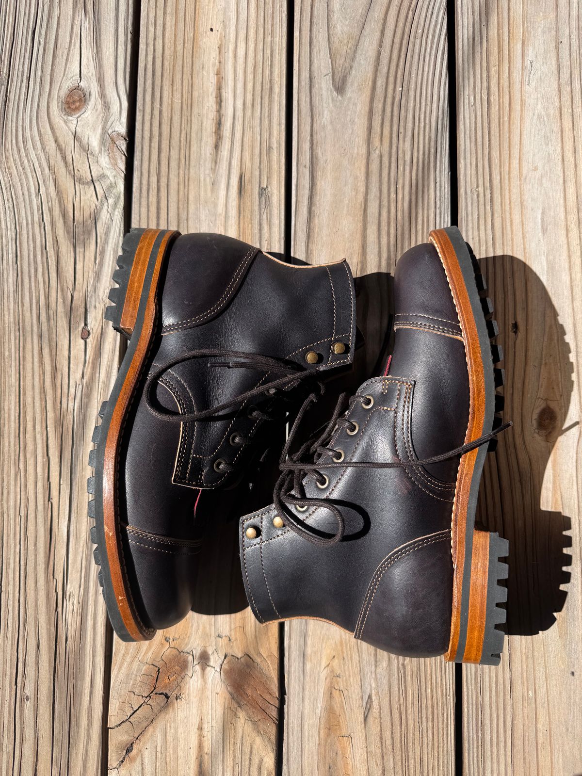 Photo by brian1 on October 2, 2025 of the Truman Cap Toe Boot in Black Teacore.