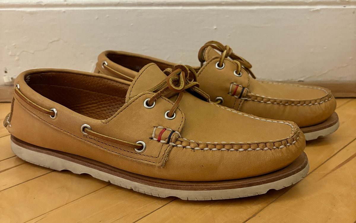 Photo by mailmiomistero on December 6, 2024 of the Rancourt & Co. x Sperry Boat Shoe in Horween Natural Essex.