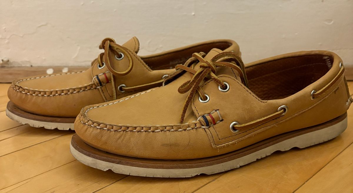 Photo by mailmiomistero on December 6, 2024 of the Rancourt & Co. x Sperry Boat Shoe in Horween Natural Essex.
