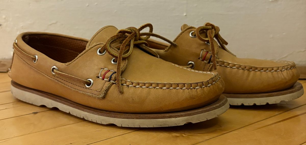 Photo by mailmiomistero on January 6, 2025 of the Rancourt & Co. x Sperry Boat Shoe in Horween Natural Essex.