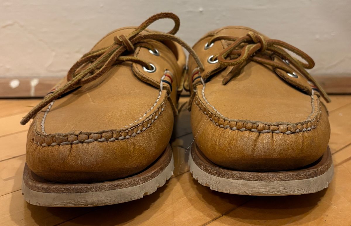 Photo by mailmiomistero on February 6, 2025 of the Rancourt & Co. x Sperry Boat Shoe in Horween Natural Essex.