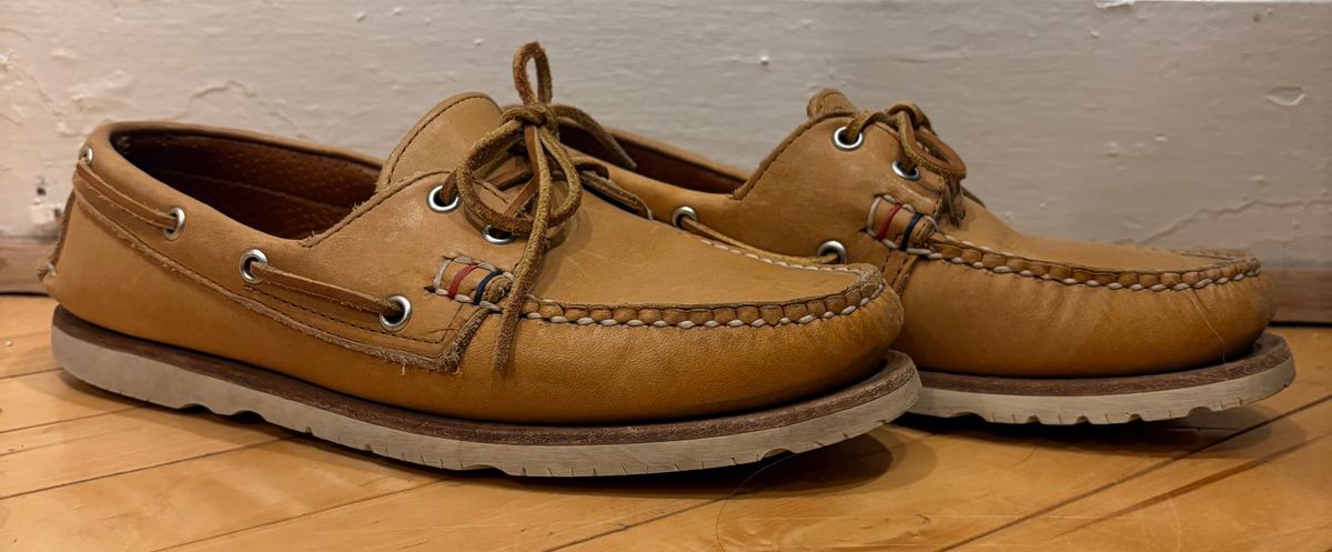 Photo by mailmiomistero on February 6, 2025 of the Rancourt & Co. x Sperry Boat Shoe in Horween Natural Essex.