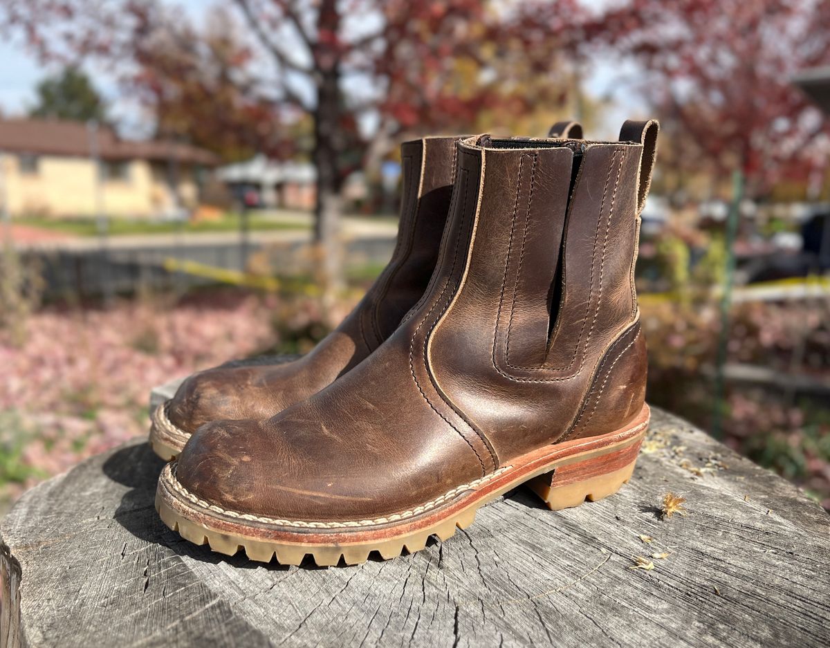 Photo by bamcg on November 1, 2025 of the Nicks Work Chelsea in Horween Predator Natural.