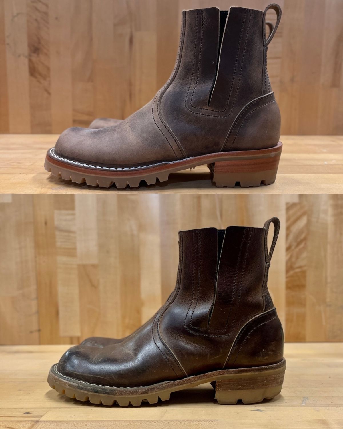 Photo by bamcg on April 8, 2026 of the Nicks Work Chelsea in Horween Predator Natural.