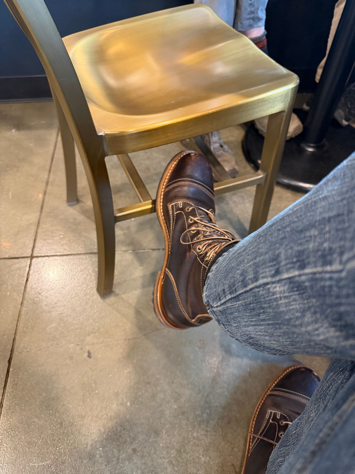 Photo by Peter on December 22, 2025 of the Truman Cap Toe Boot in Horween Java Waxed Flesh.