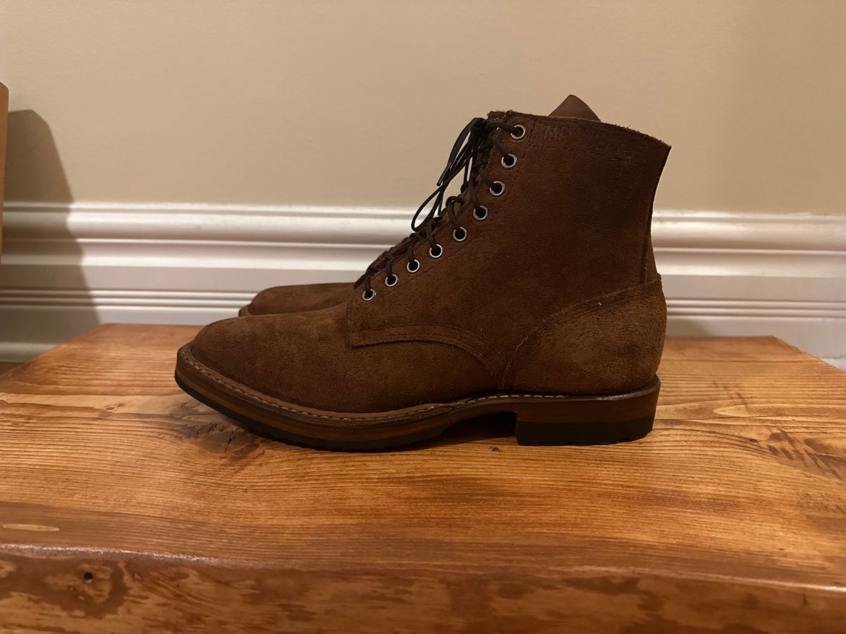 Photo by MidwestIsBest on November 6, 2024 of the White's MP-Sherman Plain Toe in Seidel Distressed Roughout.
