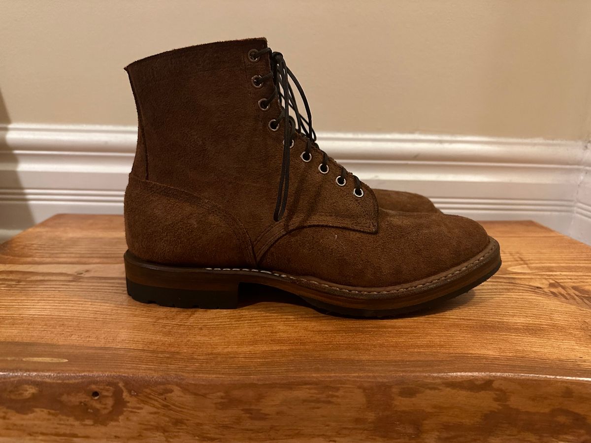 Photo by MidwestIsBest on November 6, 2024 of the White's MP-Sherman Plain Toe in Seidel Distressed Roughout.