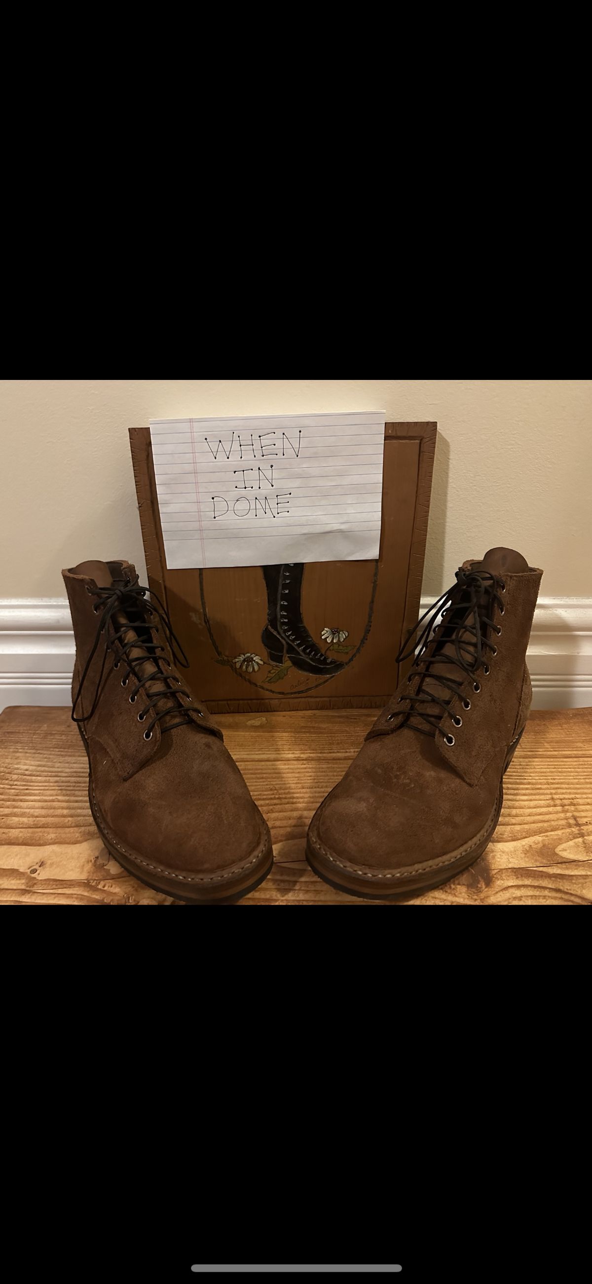 Photo by MidwestIsBest on November 6, 2024 of the White's MP-Sherman Plain Toe in Seidel Distressed Roughout.
