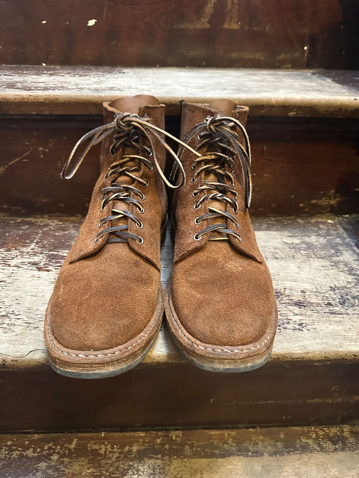Photo by MidwestIsBest on January 5, 2025 of the White's MP-Sherman Plain Toe in Seidel Distressed Roughout.