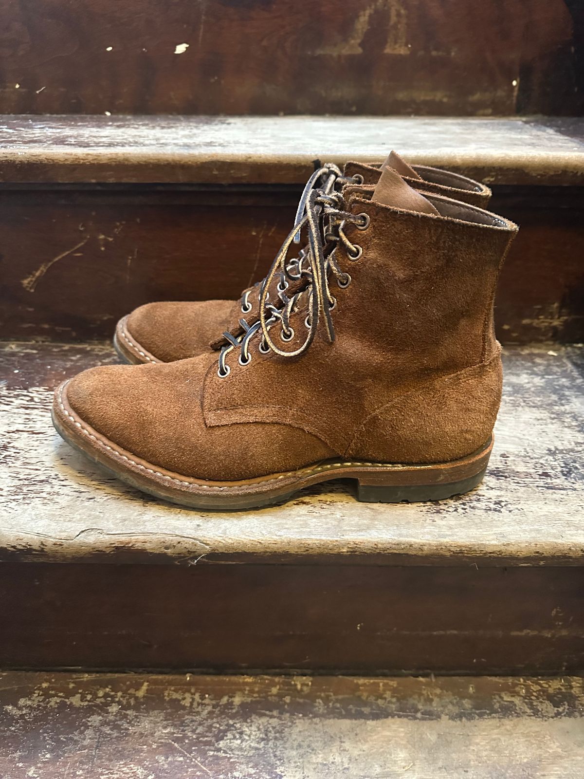 Photo by MidwestIsBest on January 5, 2025 of the White's MP-Sherman Plain Toe in Seidel Distressed Roughout.