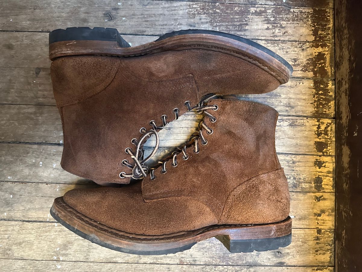 Photo by MidwestIsBest on January 5, 2025 of the White's MP-Sherman Plain Toe in Seidel Distressed Roughout.