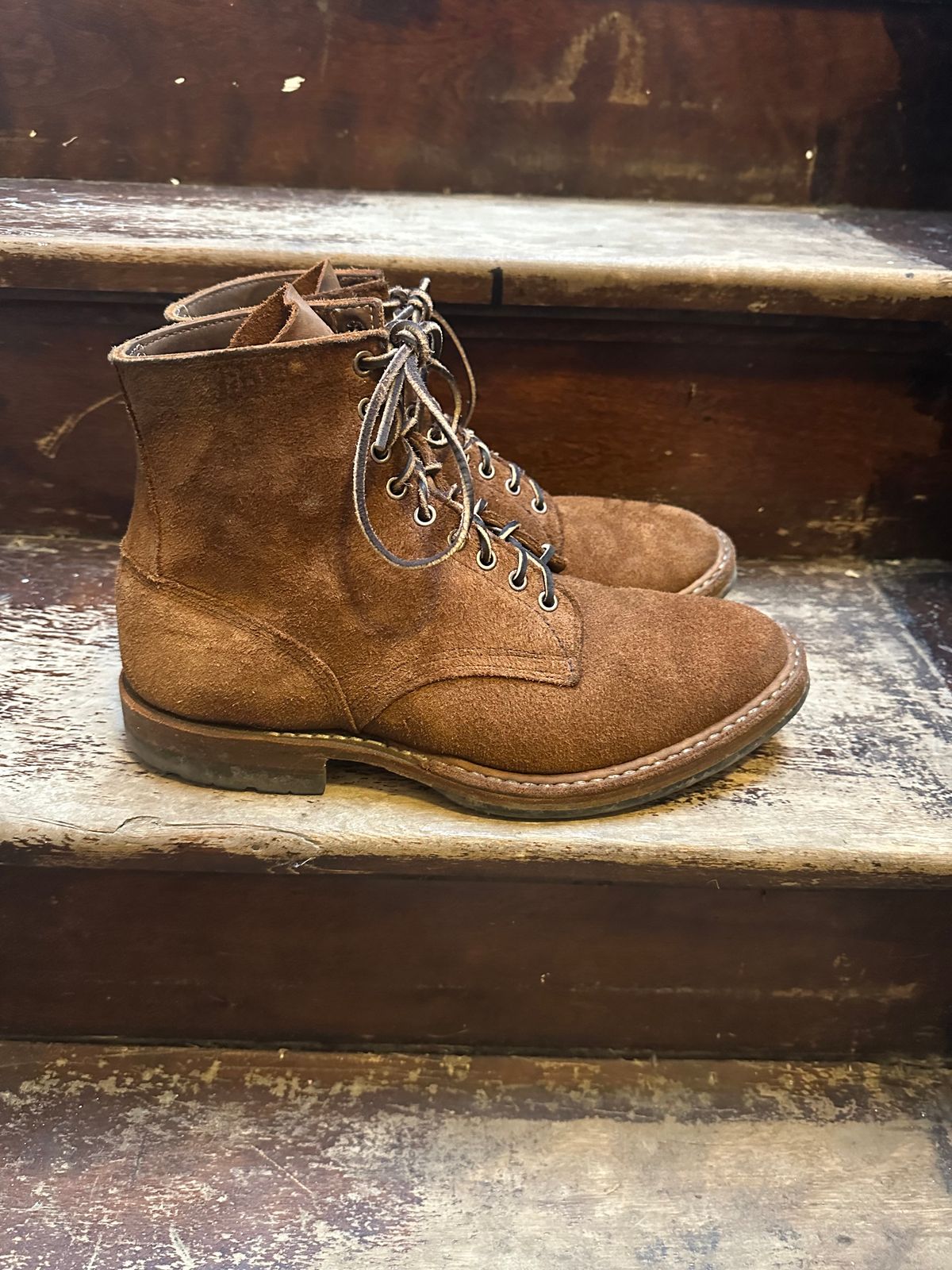 Photo by MidwestIsBest on January 5, 2025 of the White's MP-Sherman Plain Toe in Seidel Distressed Roughout.