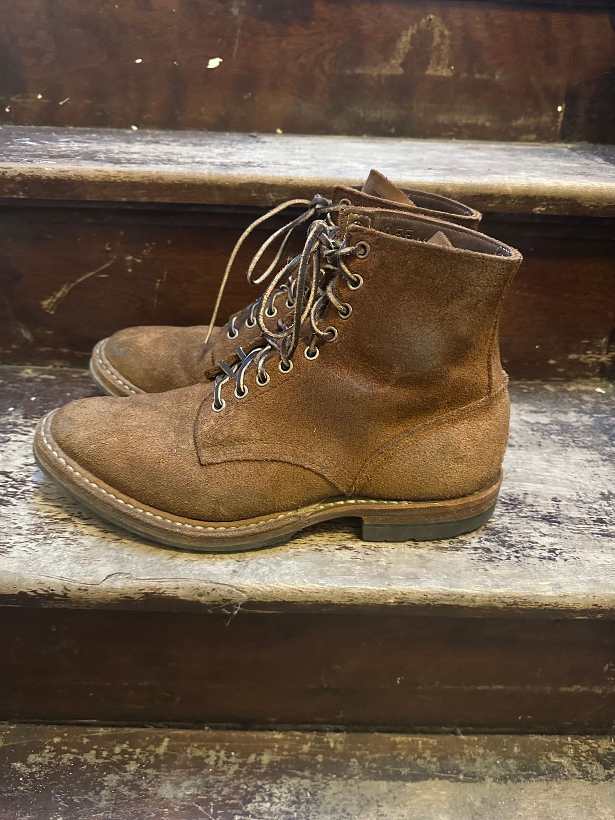 Photo by MidwestIsBest on February 5, 2025 of the White's MP-Sherman Plain Toe in Seidel Distressed Roughout.