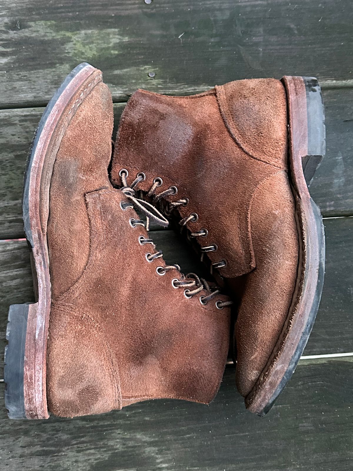 Photo by MidwestIsBest on March 5, 2025 of the White's MP-Sherman Plain Toe in Seidel Distressed Roughout.