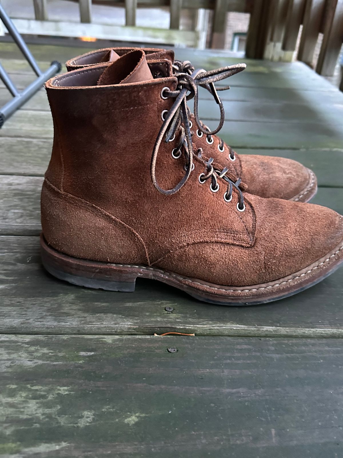 Photo by MidwestIsBest on March 5, 2025 of the White's MP-Sherman Plain Toe in Seidel Distressed Roughout.