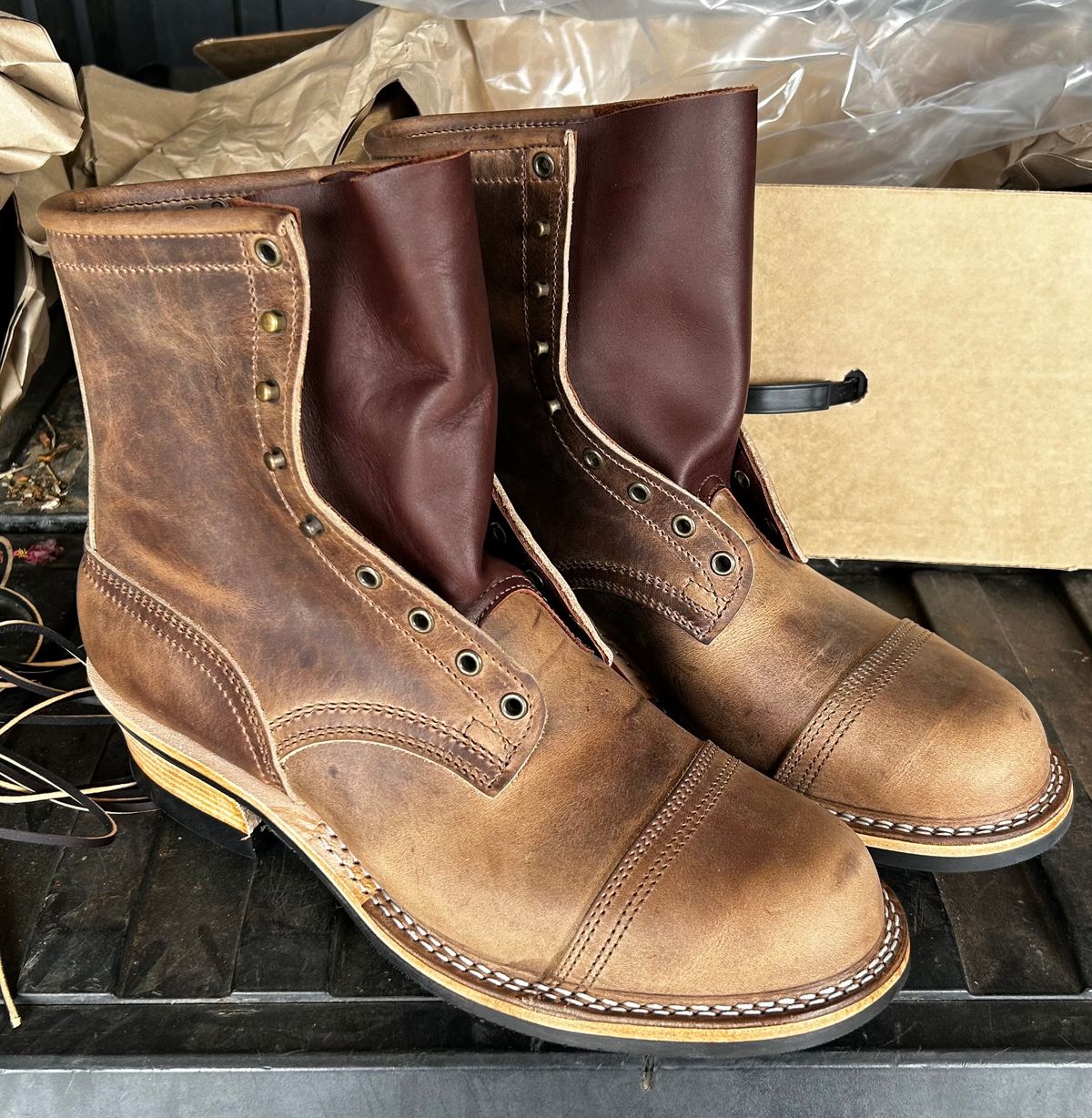 Photo by dyl on September 13, 2025 of the Nicks Custom Model in Horween Natural Predator.