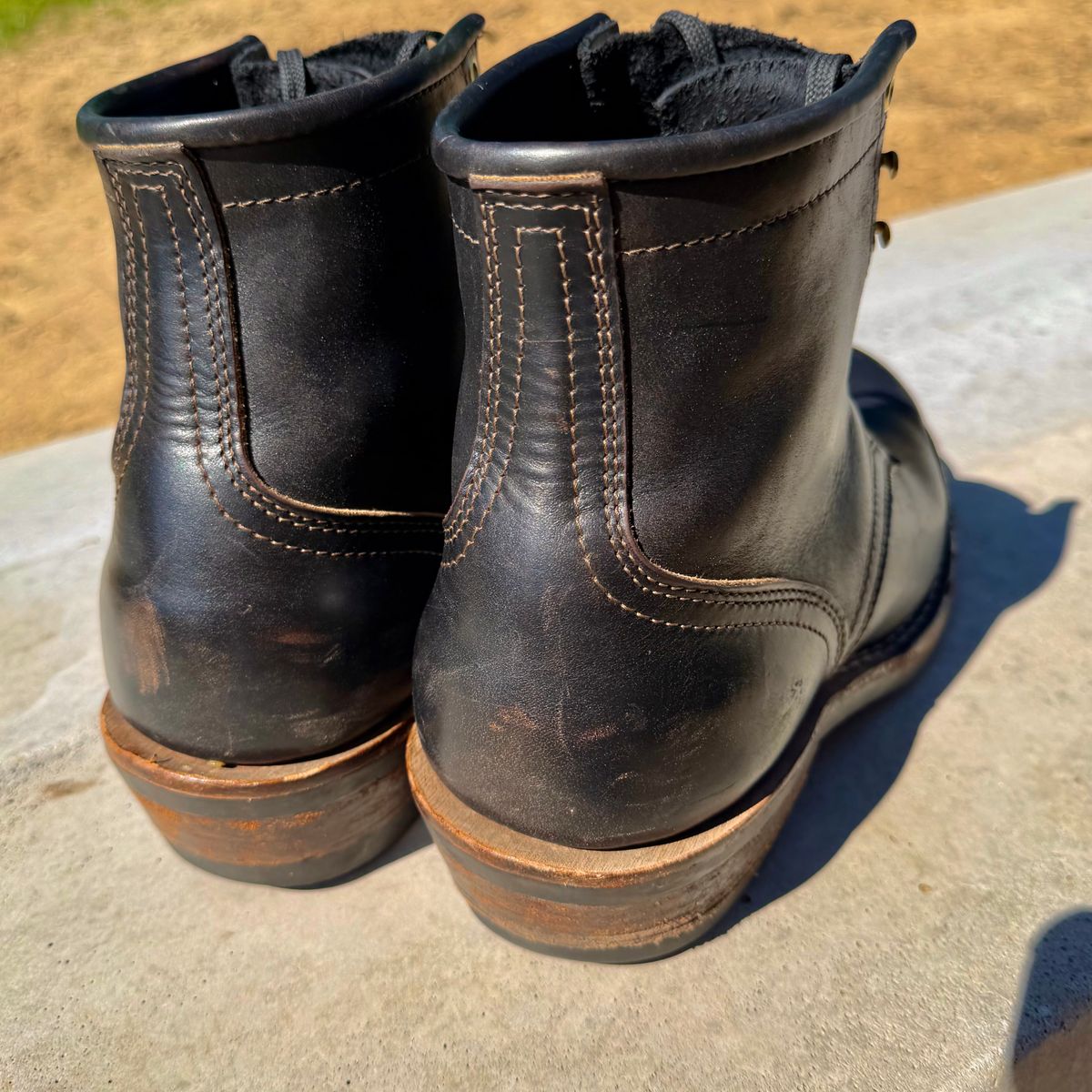 Photo by dyl on May 31, 2026 of the Nicks Prospector in Horween Black Chromexcel.