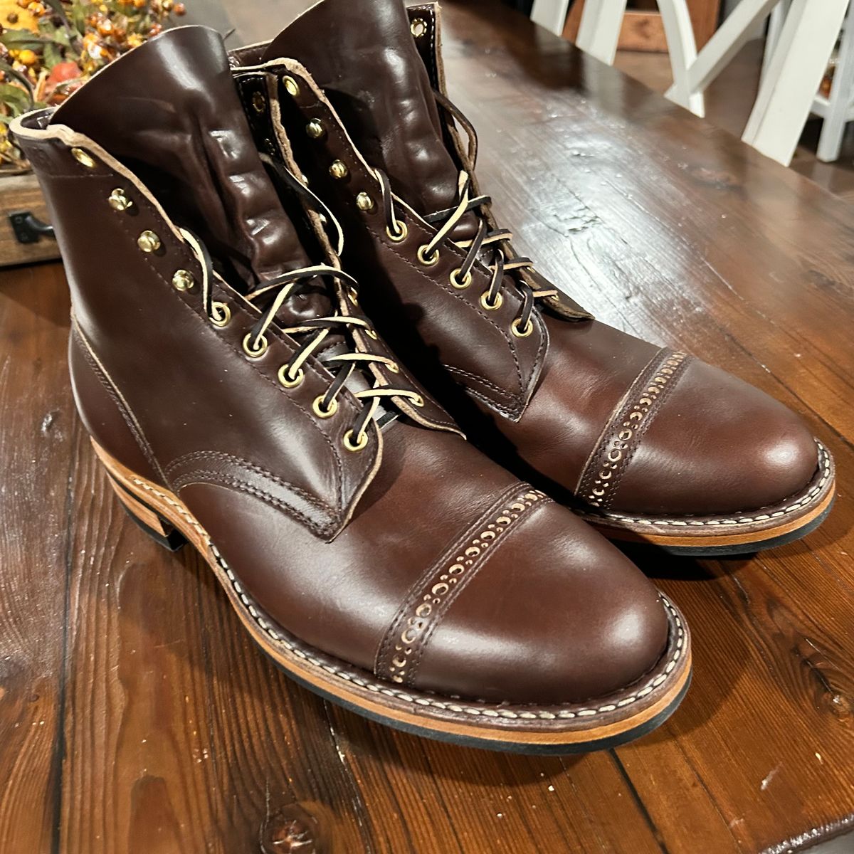 Photo by dyl on November 9, 2024 of the White's MP-Sherman Toe Cap in Horween Brown Chromexcel.
