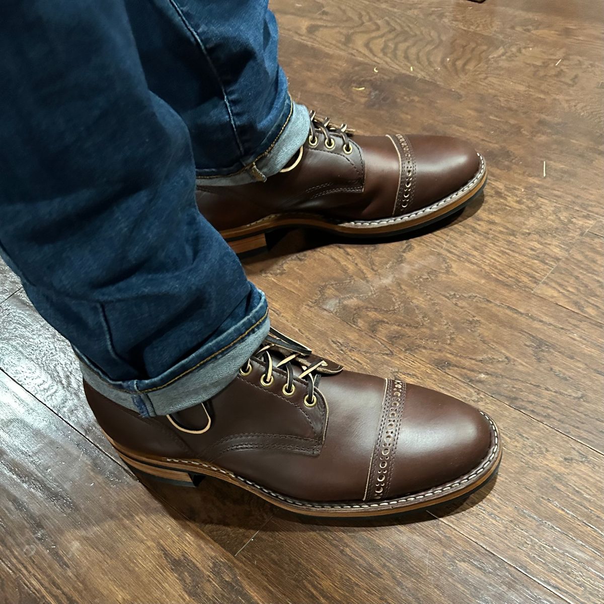 Photo by dyl on November 9, 2024 of the White's MP-Sherman Toe Cap in Horween Brown Chromexcel.