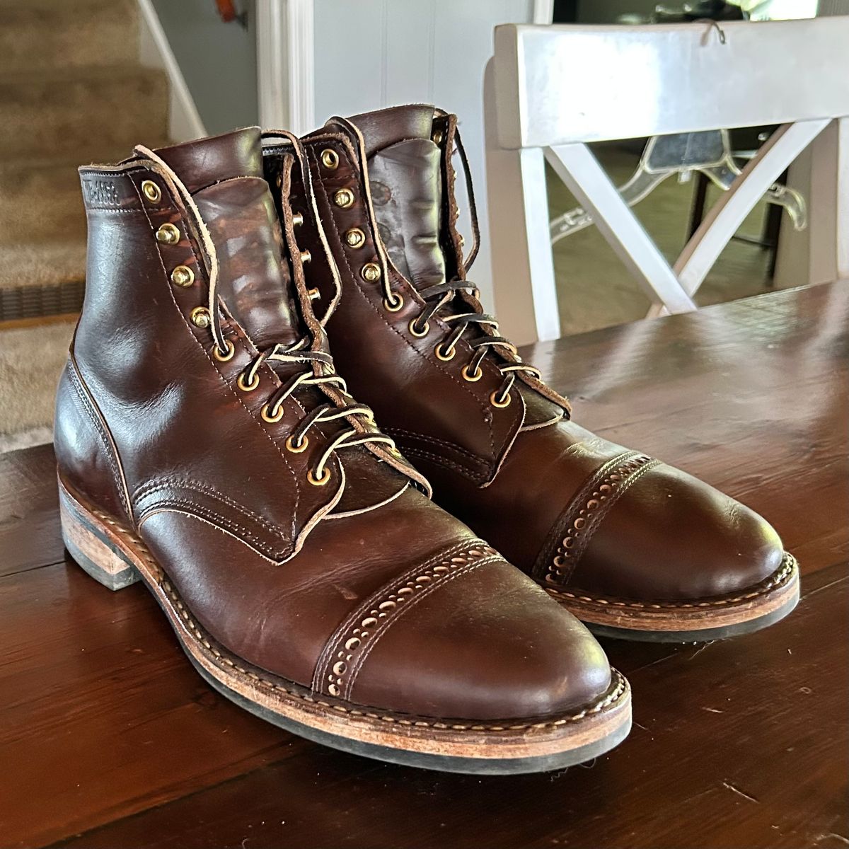 Photo by dyl on May 16, 2025 of the White's MP-Sherman Toe Cap in Horween Brown Chromexcel.