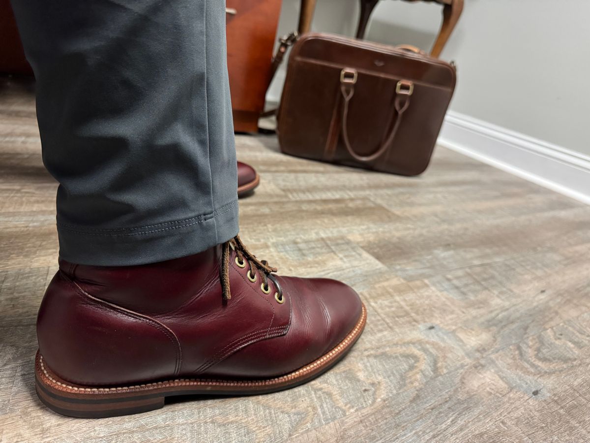 Photo by jmcmillan on June 26, 2025 of the Grant Stone Diesel Boot in Horween Color 8 Chromexcel.