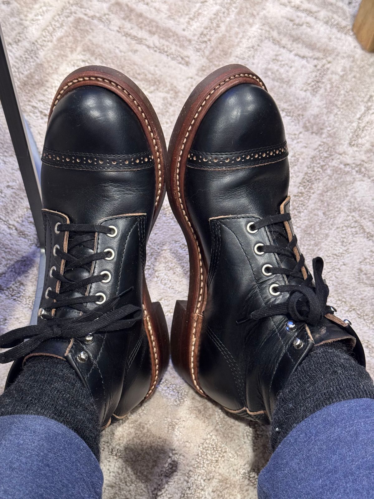 Photo by USMC_K9_VET on January 2, 2025 of the John Lofgren Combat Boots in Horween Black Chromexcel.
