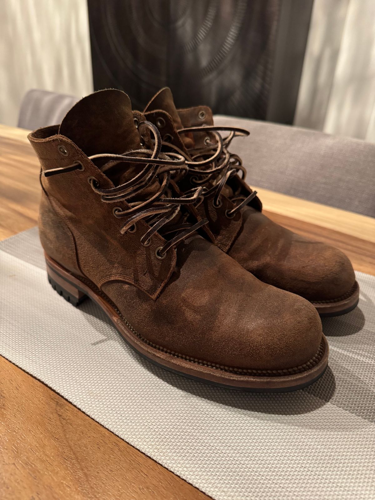 Photo by USMC_K9_VET on December 24, 2024 of the Viberg Service Boot in C.F. Stead Rawhide Waxy Commander.