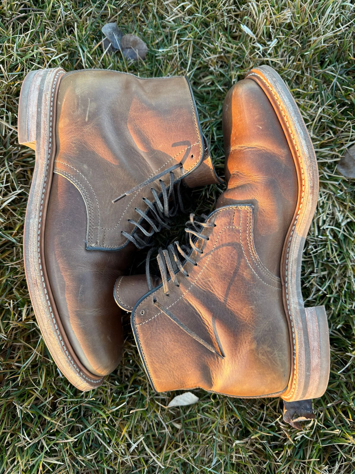 Photo by USMC_K9_VET on December 3, 2024 of the Viberg Service Boot in Camel Oiled Calf.