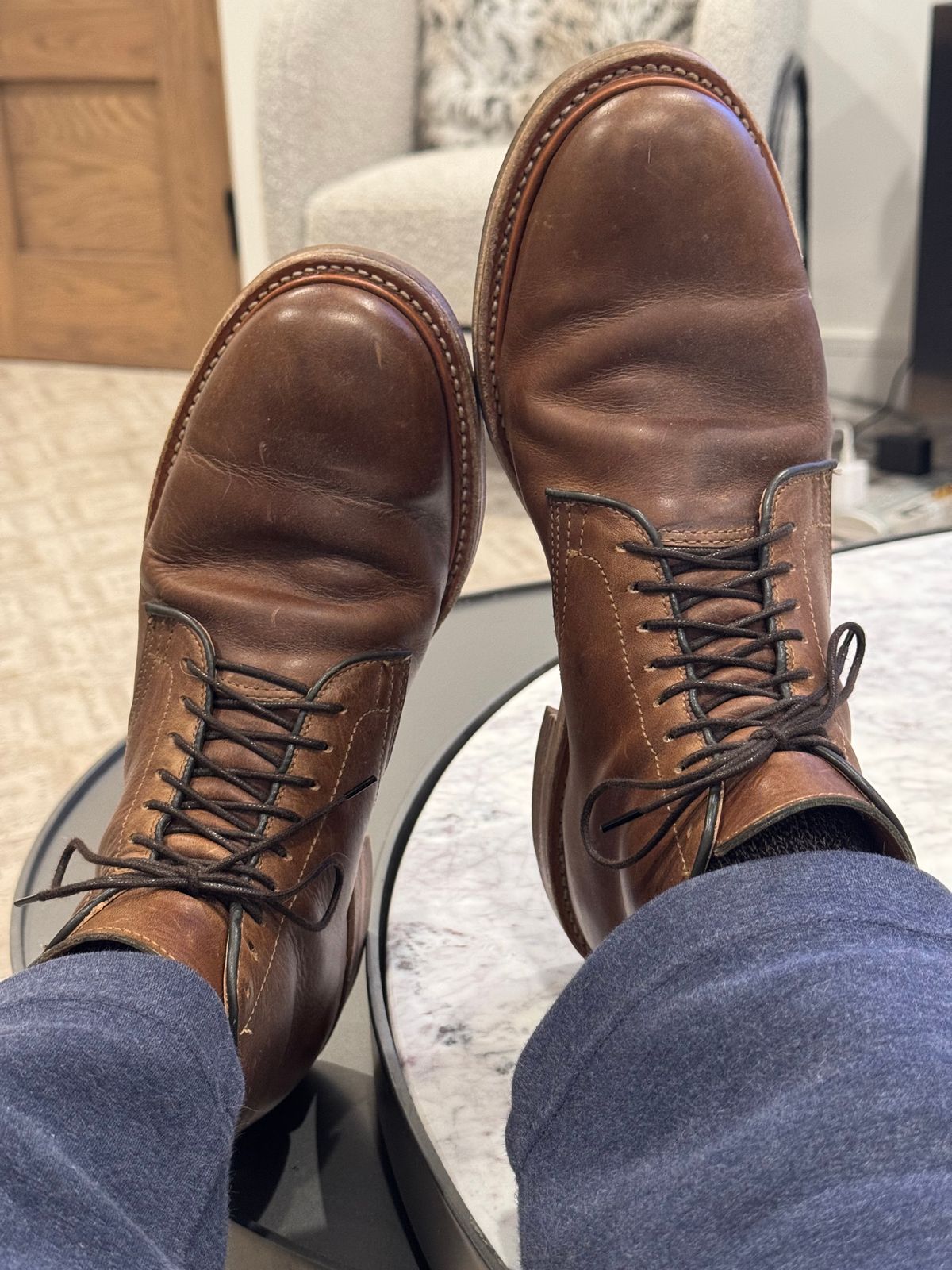 Photo by USMC_K9_VET on December 15, 2024 of the Viberg Service Boot in Camel Oiled Calf.