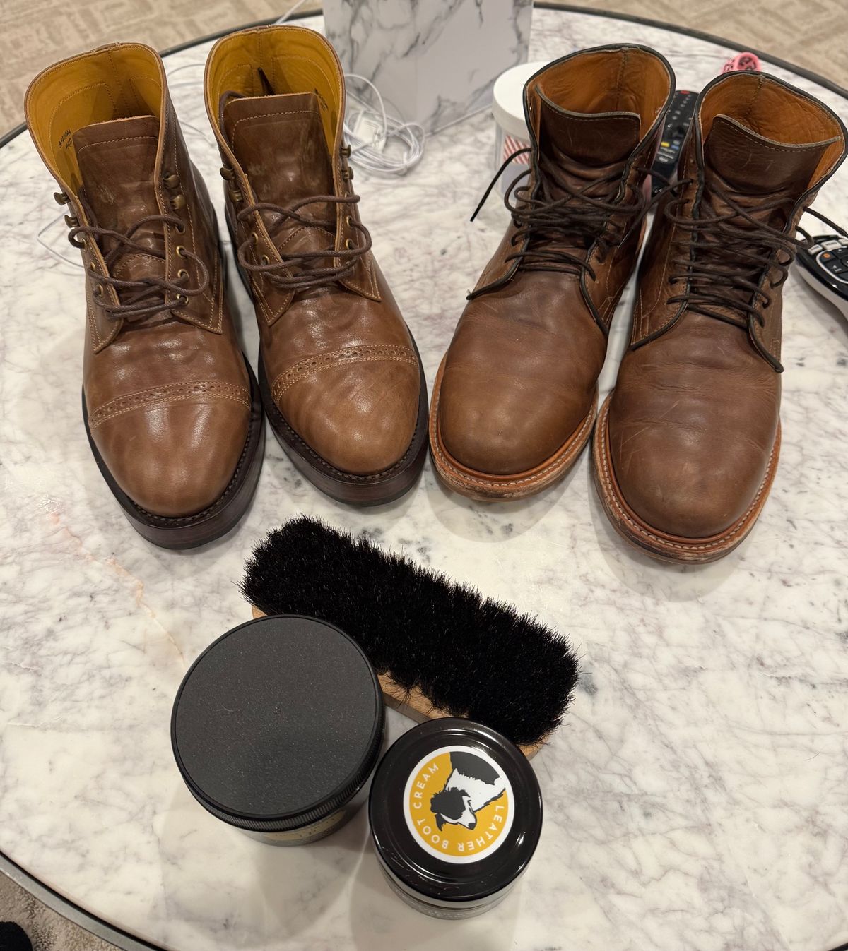 Photo by USMC_K9_VET on December 31, 2024 of the Viberg Service Boot in Camel Oiled Calf.
