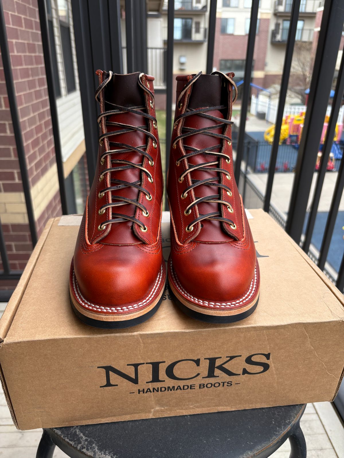 Photo by TastefulGent on April 17, 2026 of the Nicks Lace To Toe in Wickett & Craig Carrot Double Stuffed.