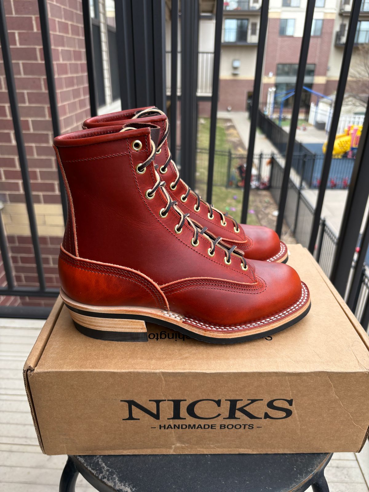 Photo by TastefulGent on April 17, 2026 of the Nicks Lace To Toe in Wickett & Craig Carrot Double Stuffed.