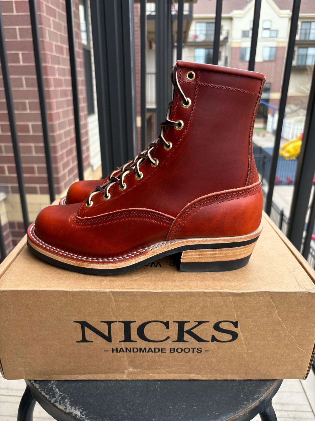 Photo by TastefulGent on April 17, 2026 of the Nicks Lace To Toe in Wickett & Craig Carrot Double Stuffed.