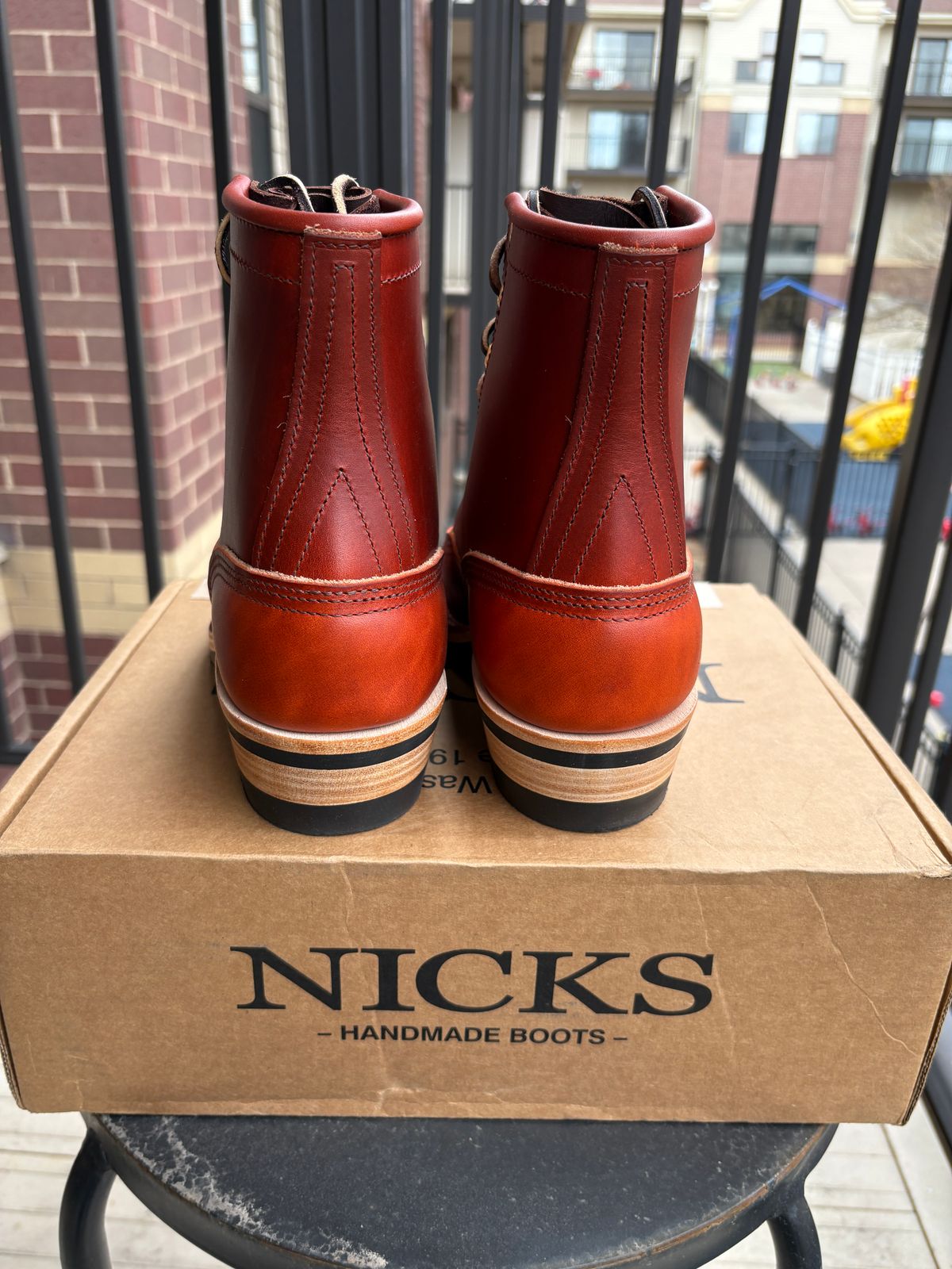 Photo by TastefulGent on April 17, 2026 of the Nicks Lace To Toe in Wickett & Craig Carrot Double Stuffed.