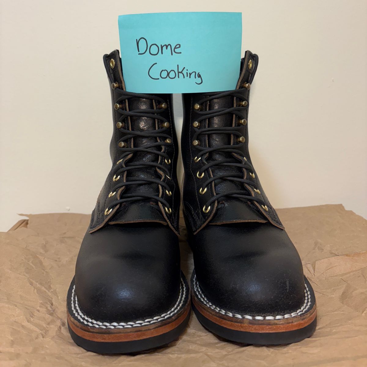 Photo by TastefulGent on November 1, 2025 of the Nicks MTO in Horween Black Waxed Flesh.