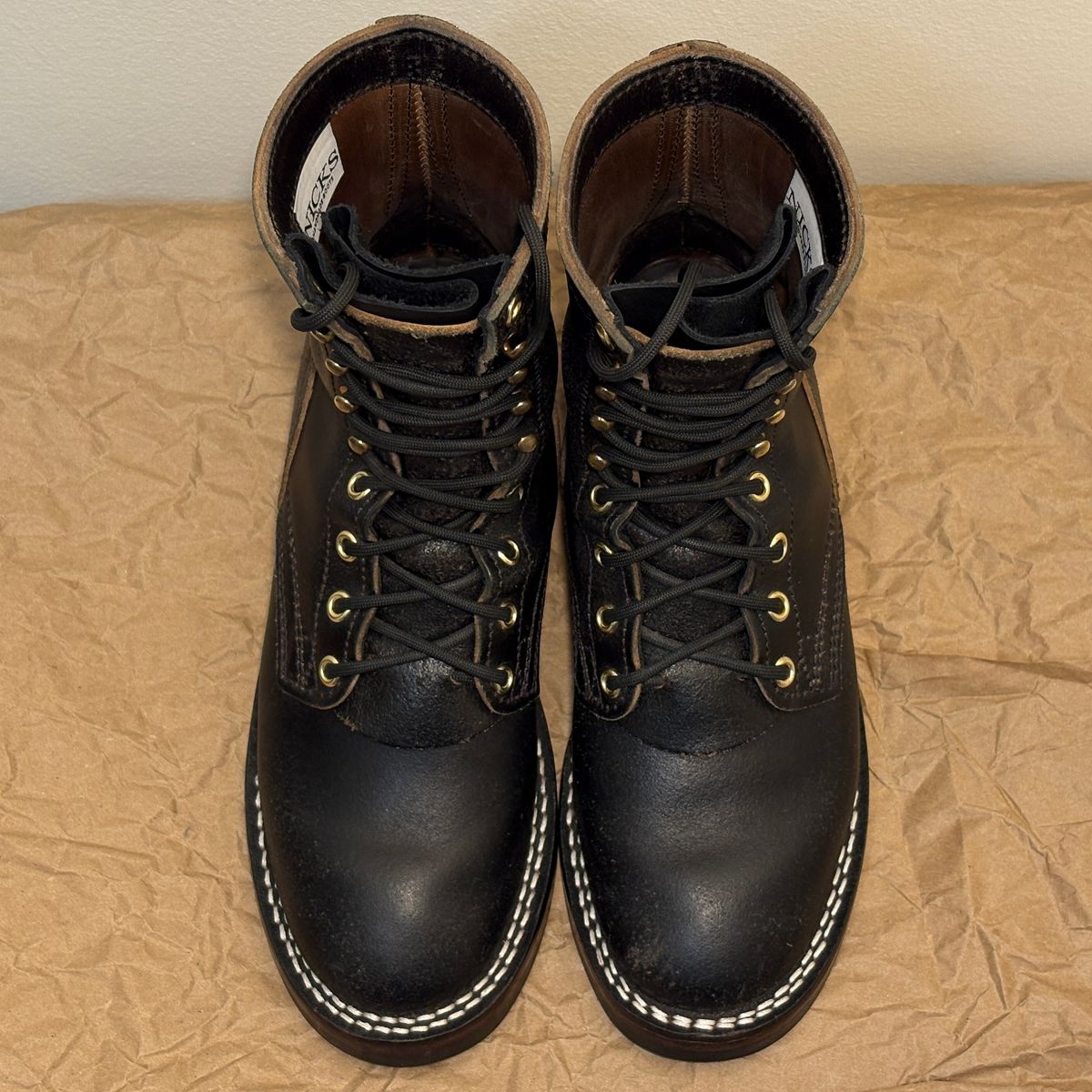 Photo by TastefulGent on March 2, 2026 of the Nicks MTO in Horween Black Waxed Flesh.