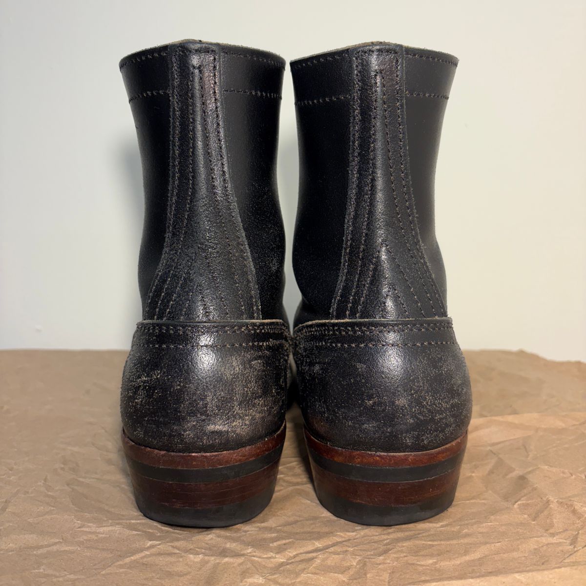 Photo by TastefulGent on April 5, 2026 of the Nicks MTO in Horween Black Waxed Flesh.