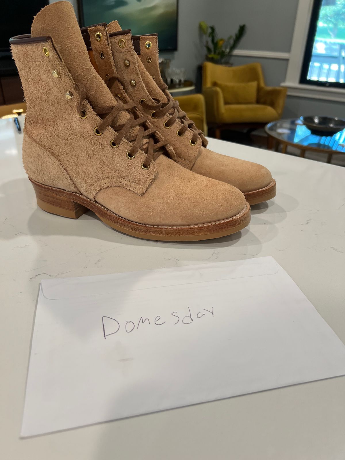 Photo by MidwestBootGuy on October 1, 2024 of the Role Club Underdogs in Horween Natural Chromexcel Roughout.