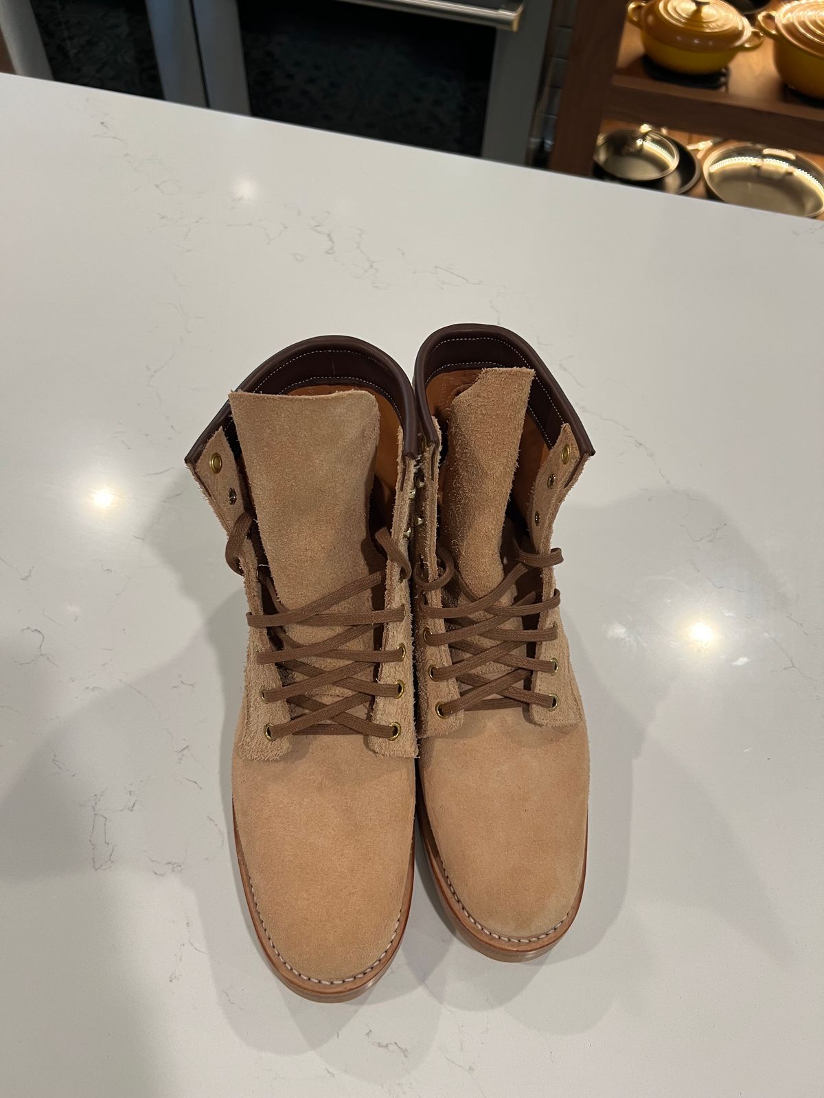 Photo by MidwestBootGuy on October 1, 2024 of the Role Club Underdogs in Horween Natural Chromexcel Roughout.