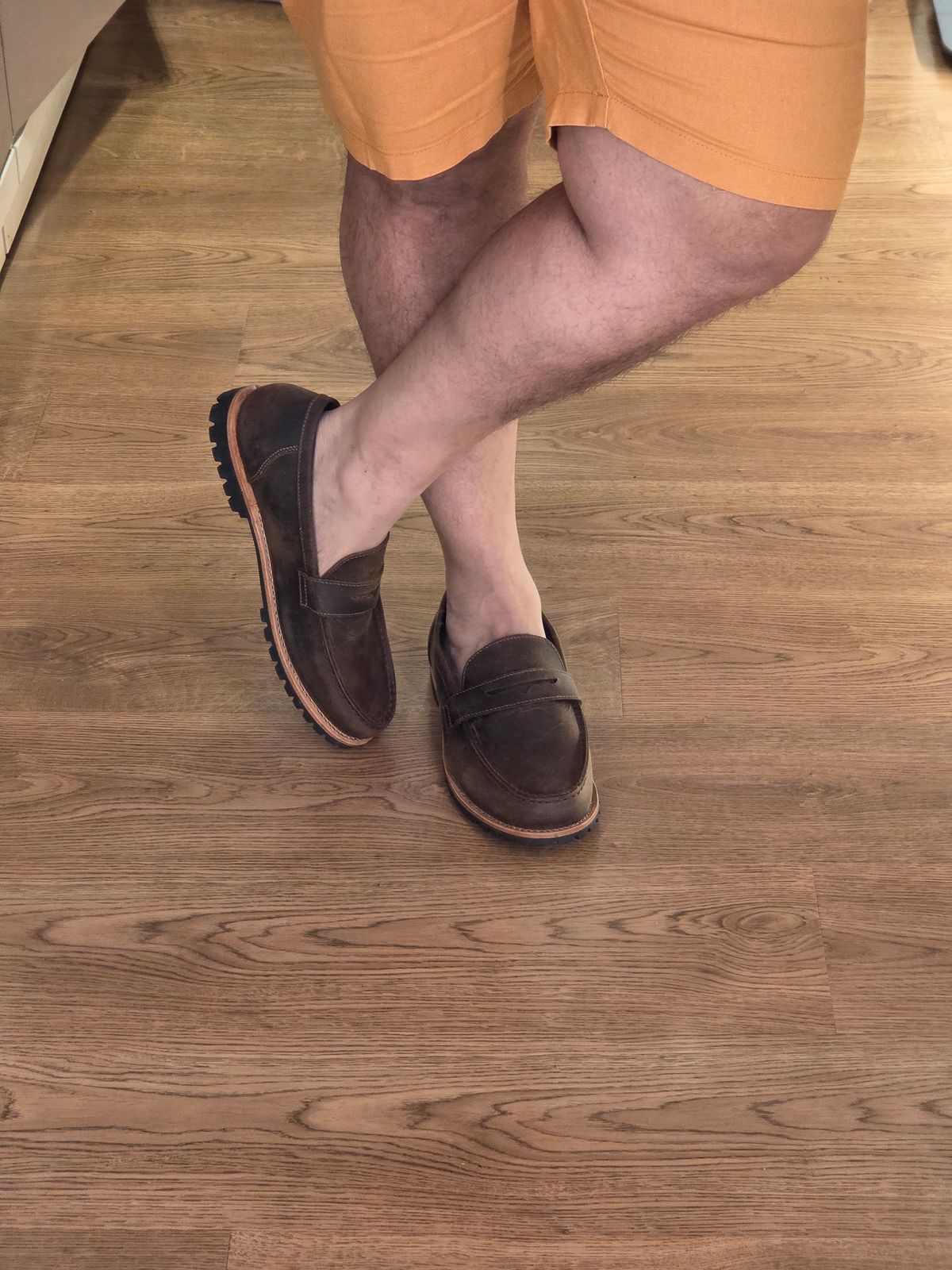 Photo by vishhh on September 21, 2025 of the Craft & Glory Oslo Penny Loafers in Full Grain Waxed Water Buffalo.