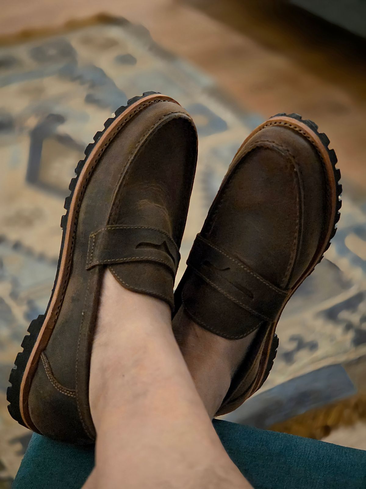 Photo by vishhh on September 21, 2025 of the Craft & Glory Oslo Penny Loafers in Full Grain Waxed Water Buffalo.