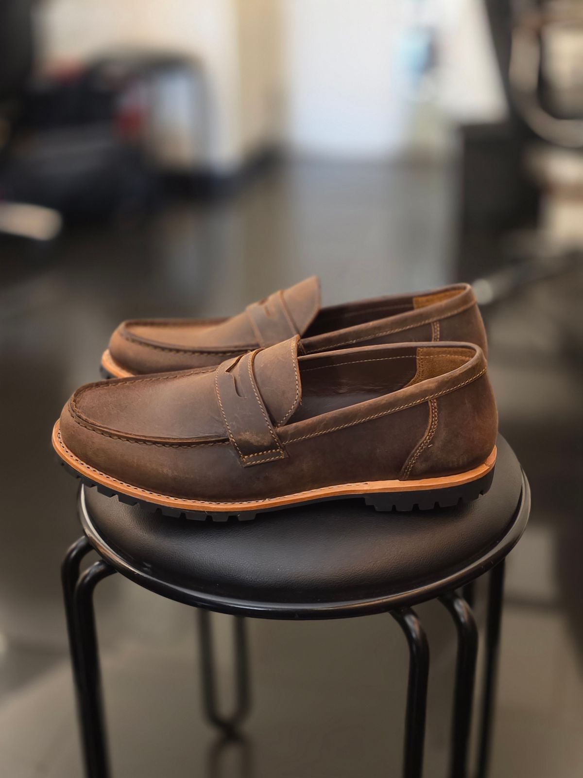 Photo by vishhh on September 19, 2025 of the Craft & Glory Oslo Penny Loafers in Full Grain Waxed Water Buffalo.