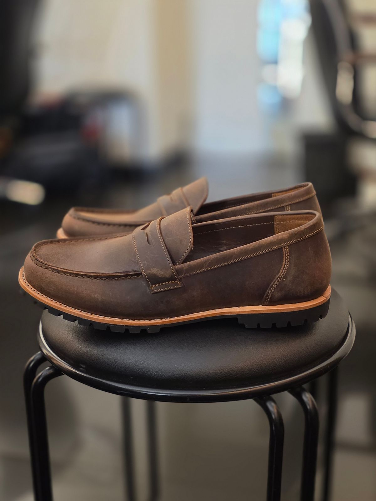 Photo by vishhh on September 19, 2025 of the Craft & Glory Oslo Penny Loafers in Full Grain Waxed Water Buffalo.