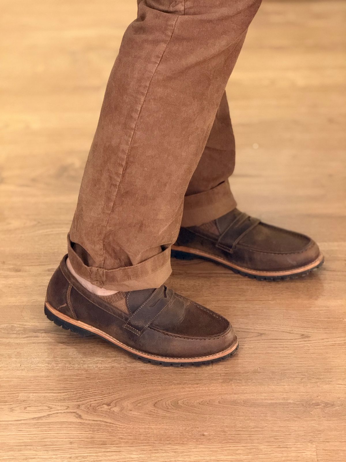 Photo by vishhh on October 10, 2025 of the Craft & Glory Oslo Penny Loafers in Full Grain Waxed Water Buffalo.