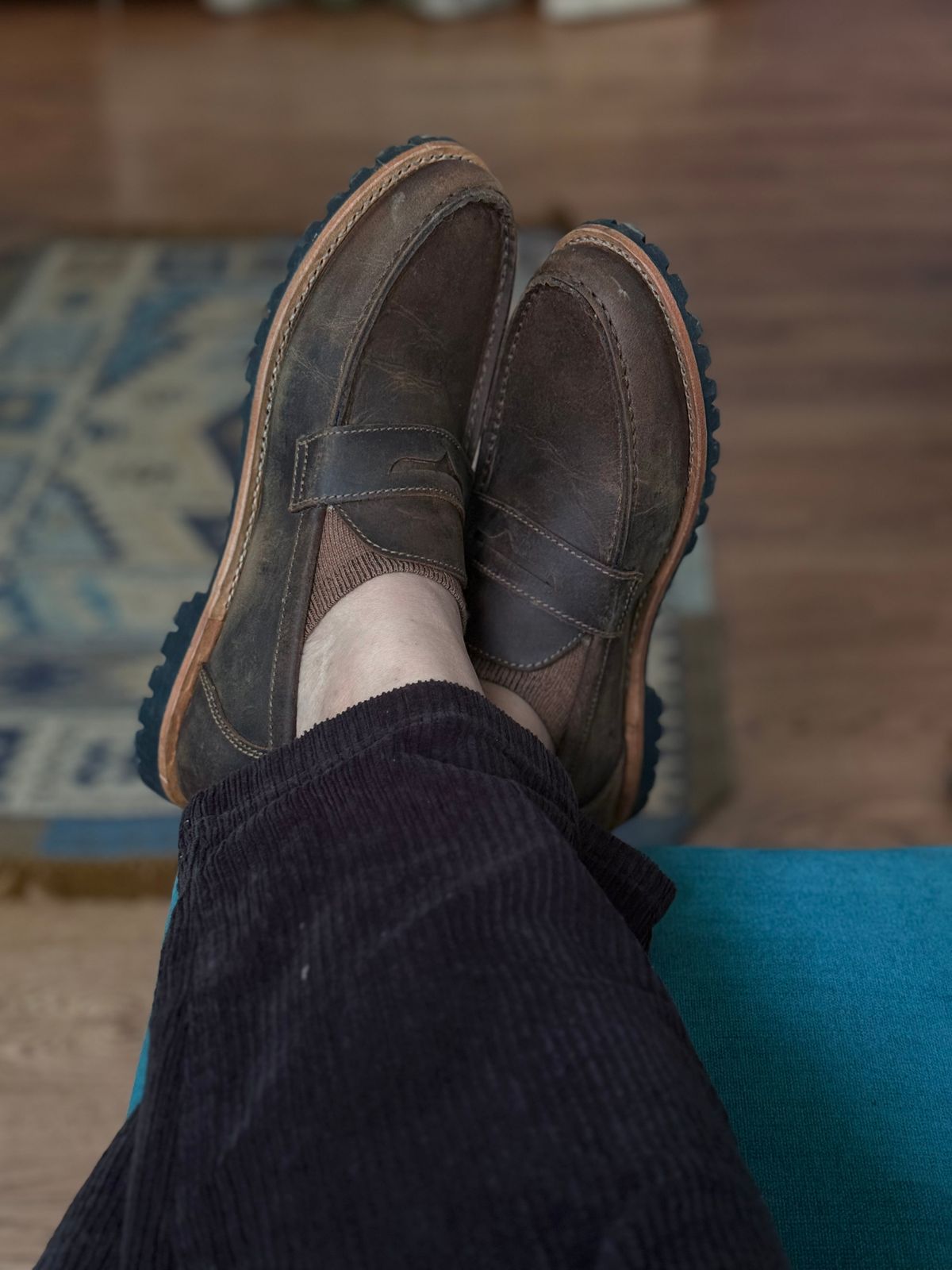 Photo by vishhh on October 22, 2025 of the Craft & Glory Oslo Penny Loafers in Full Grain Waxed Water Buffalo.
